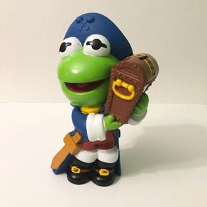 Vintage  Baby Kermit Coin Bank Muppet Babies Pirate Illco 9.5 Inch Tall